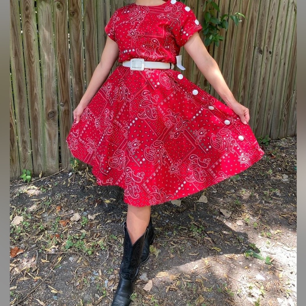 Vintage 80s red bandana dress